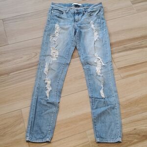 KanCan Mid Rise Light Wash Distressed Skinny Jeans 27